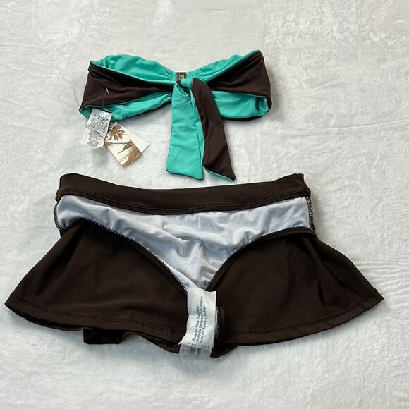 Leilani Two piece bikini set - Bermuda bra/cali in chocolate and mint, 8 NWT - Picture 12 of 14